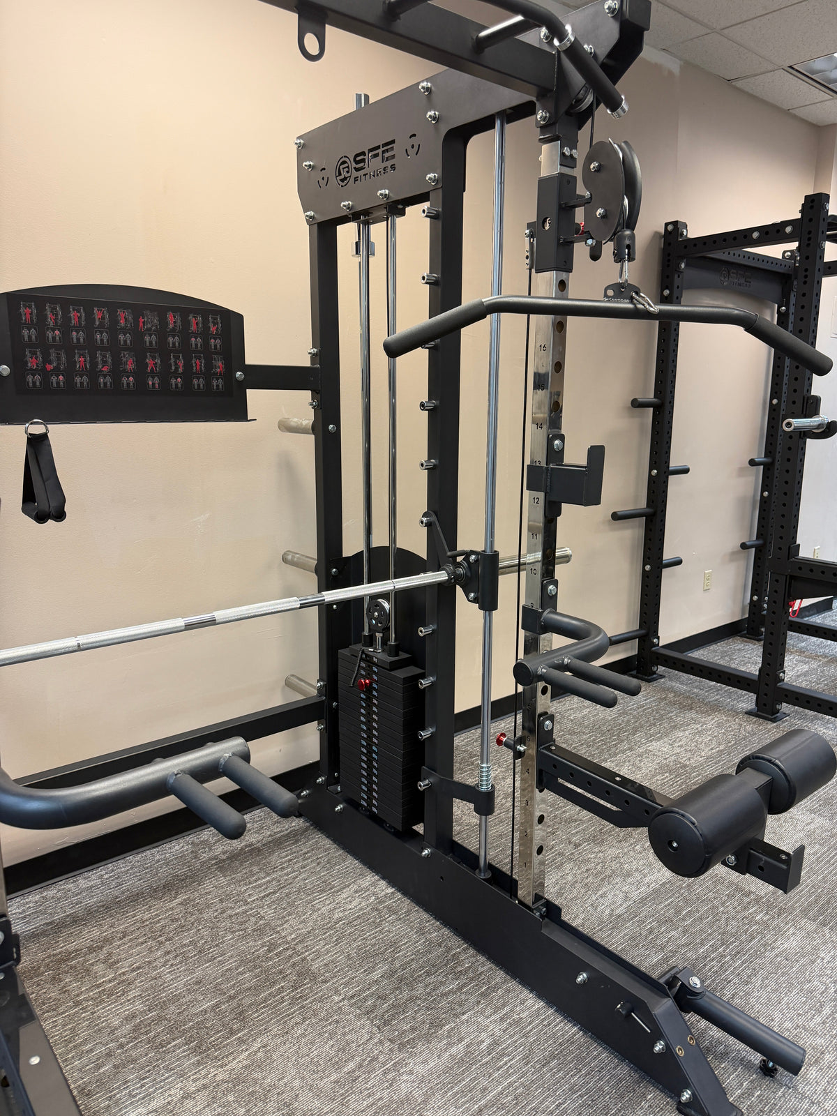 All-in-One Home Gym, Power Rack w/ Smith Machine & Functional Trainer w/ 2x - 220lb weight stacks (New)