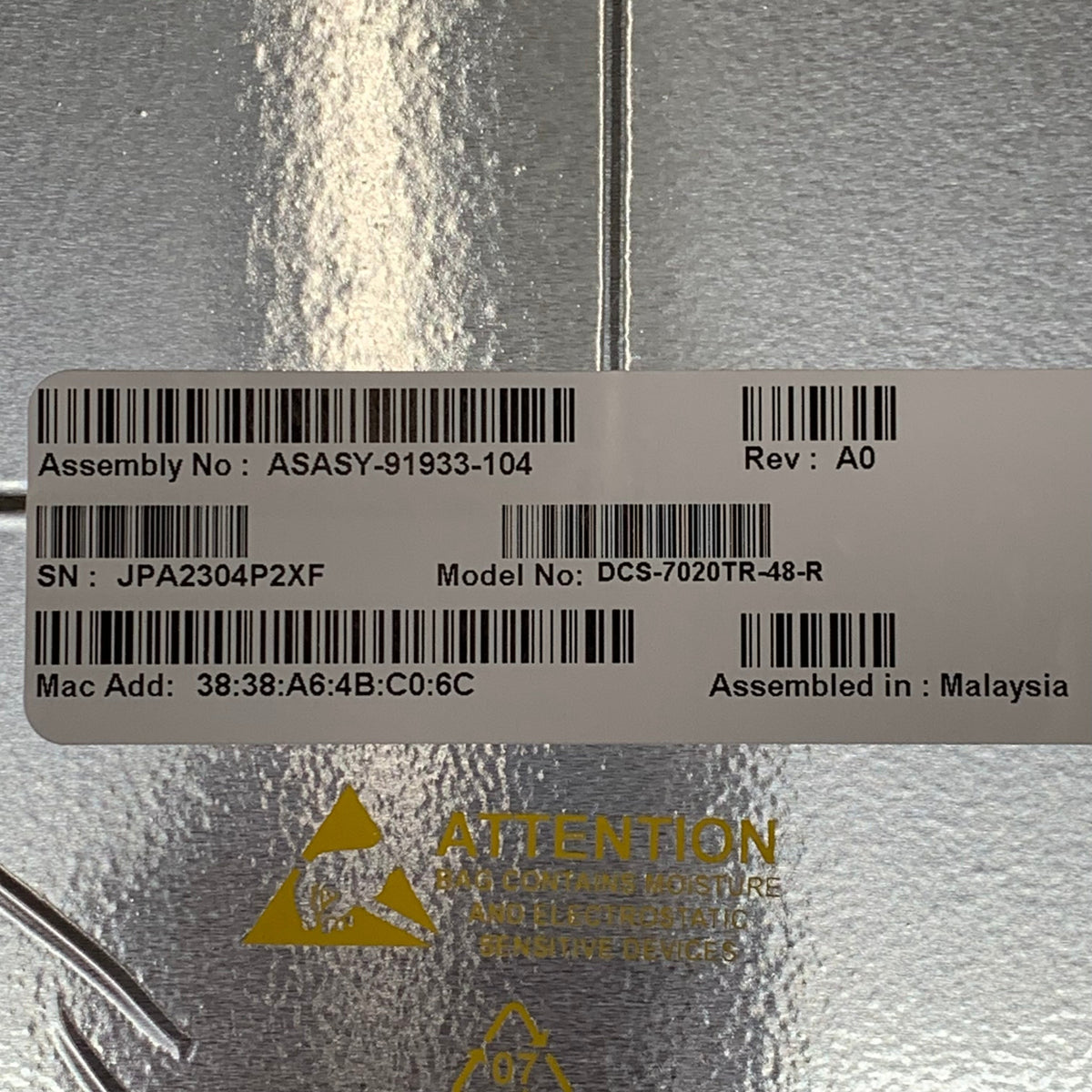 ARISTA Network Switch Back-to-Front Airflow 48-Port 1GE & 6-10GE SFP+ Uplinks (New)