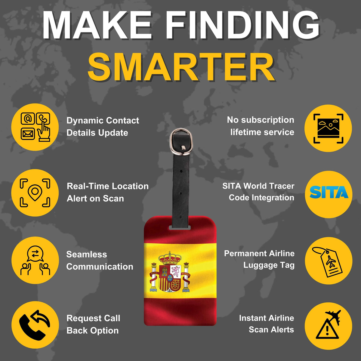 Smart Bag Security Tag - Spain Flag [Pack 2]